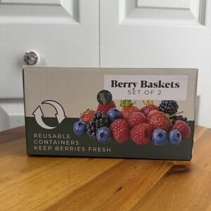 Vita Goods Co Set Of 2 Berry Baskets‎ Reusable Containers NEW Cottage Farmhouse